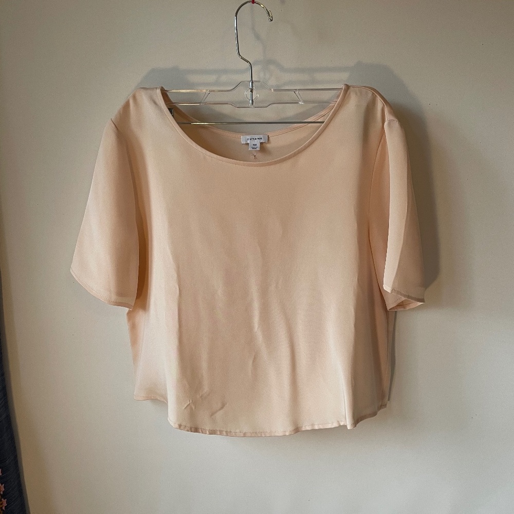 Unworn - Pink Cuyana Cropped Silk Tee - Size Small